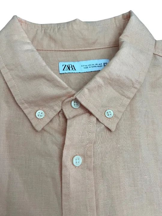 Camisa Zara linho e algodão laranja claro nova veste M - Foto 3