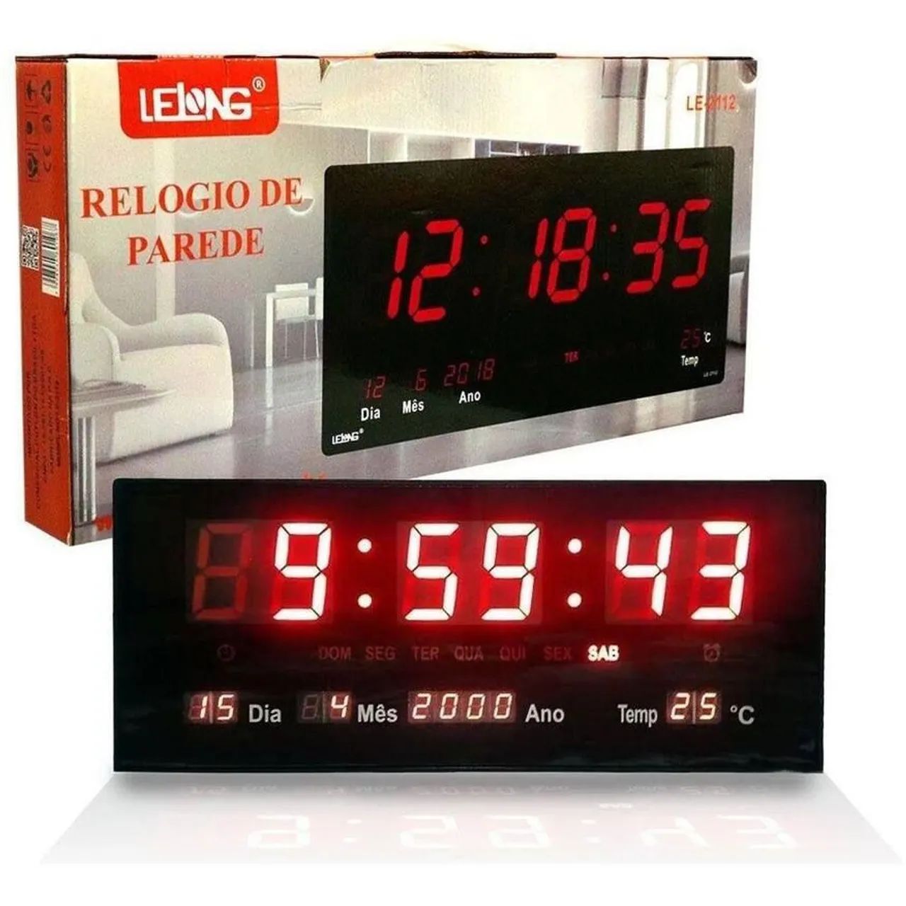 Relógio Para Parede Led Digital Grande 46Cm