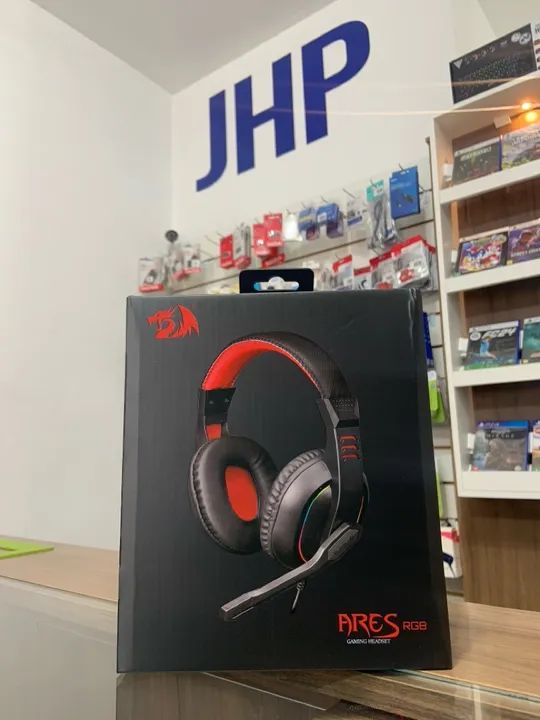 Headset Gamer Redragon Ares Preto RGB Novo | Parcela Sem Juros | Loja Curitiba