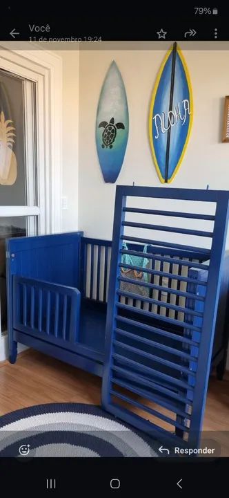 Berço Azul Vira Mini Cama - Foto 3
