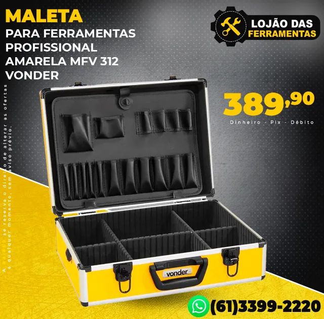 Maleta Para Ferramentas Profissional Amarela Mfv 312 Vonder