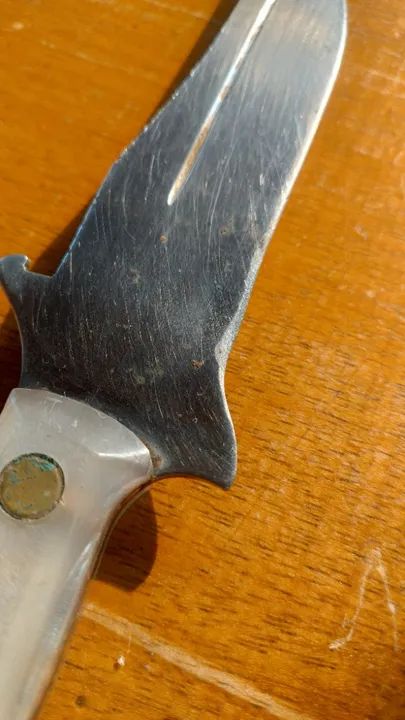 Faca Antiga Caça E Pesca Raridade, Com Cabo Tipo Madrepérola  - Foto 6