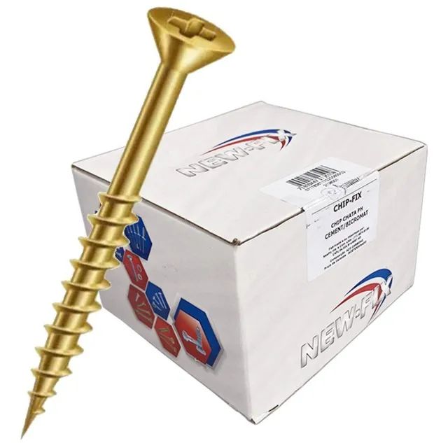 Parafuso Chipboard Cabeça Chata Philips 4,5 x 30, bicromatizado, caixa com 500 Peças, New-