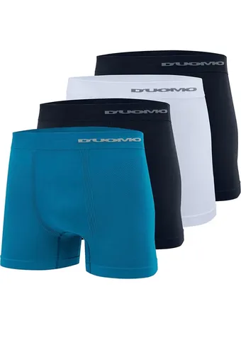 Kit Cueca Duomo Boxer Conjunto de Cuecas 4 Peças, Masculino, Azul/Preto/Branco, Tam G
