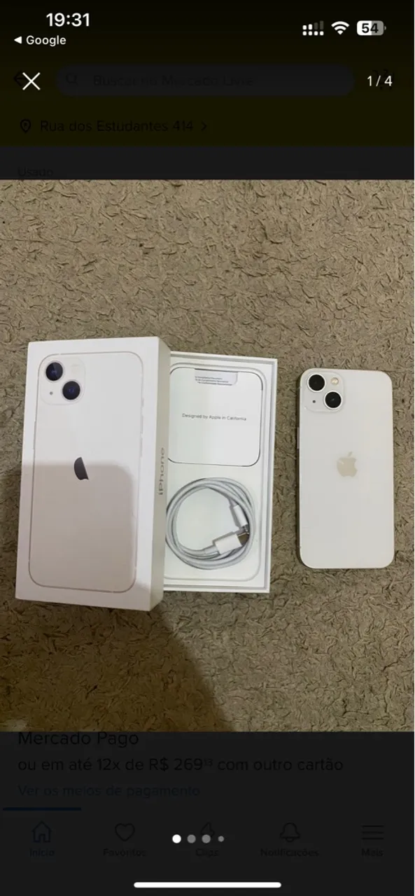 Vendo iPhone 13 completo sem marcas bateria 96 por cento
