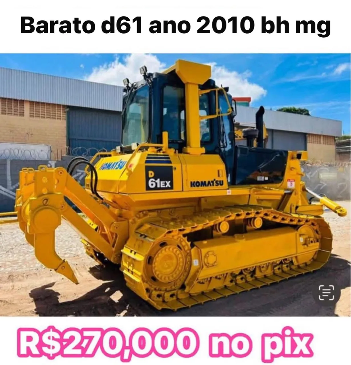 Trator de esteira komatsu d61 ano 2010 barato