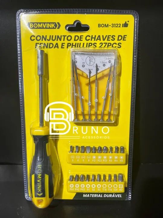 Conjunto de Chaves de Fenda e Phillips 27 Peças