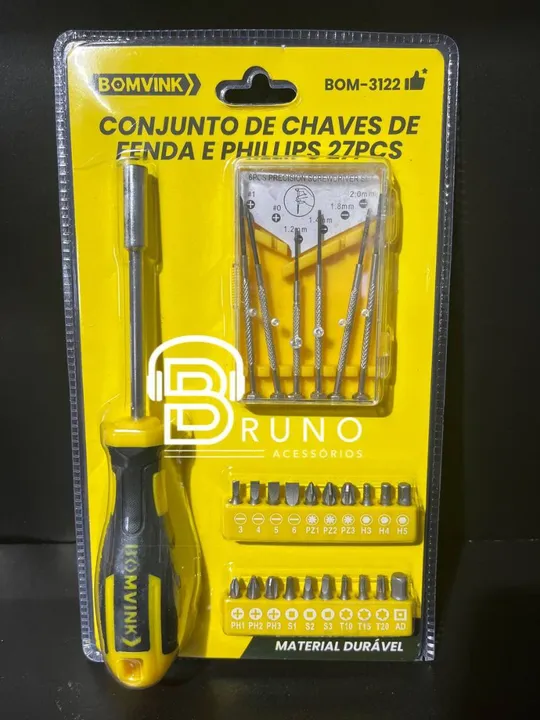 Conjunto de Chaves de Fenda e Phillips 27 Peças