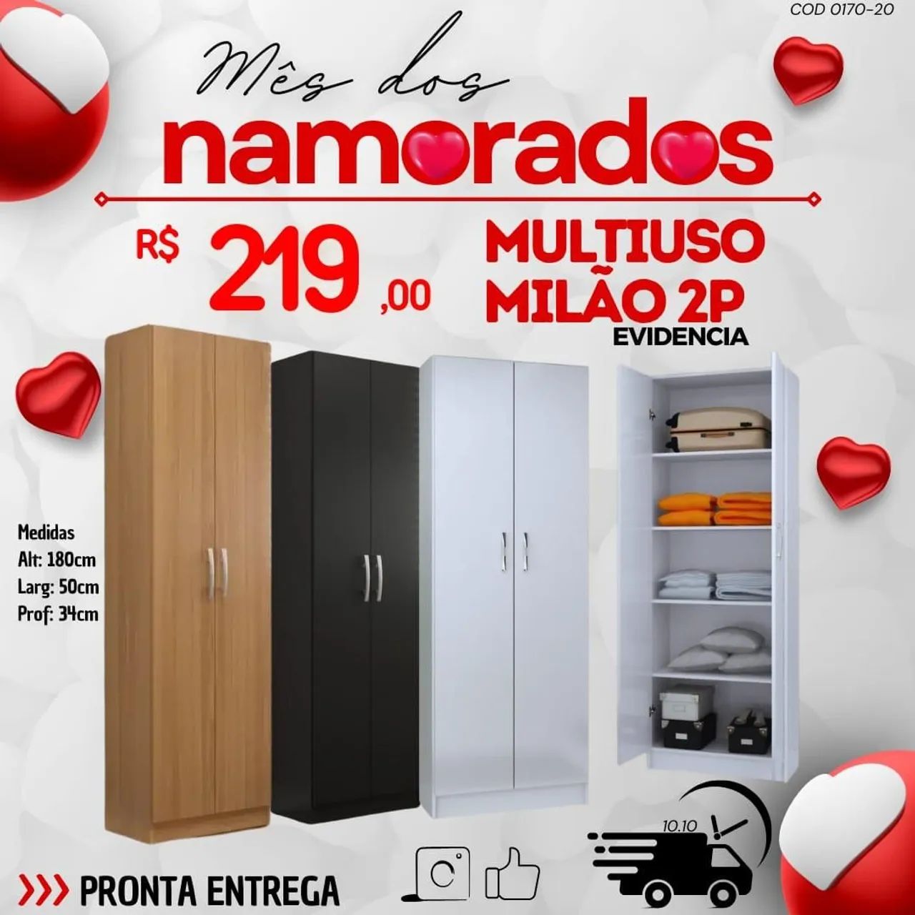 Guarda-Roupa Multiuso Milão 2P - Entrega Rápida!