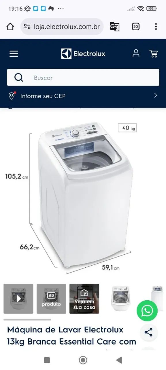 Máquina de Lavar Electrolux 13kg Jet&Clean - Foto 4