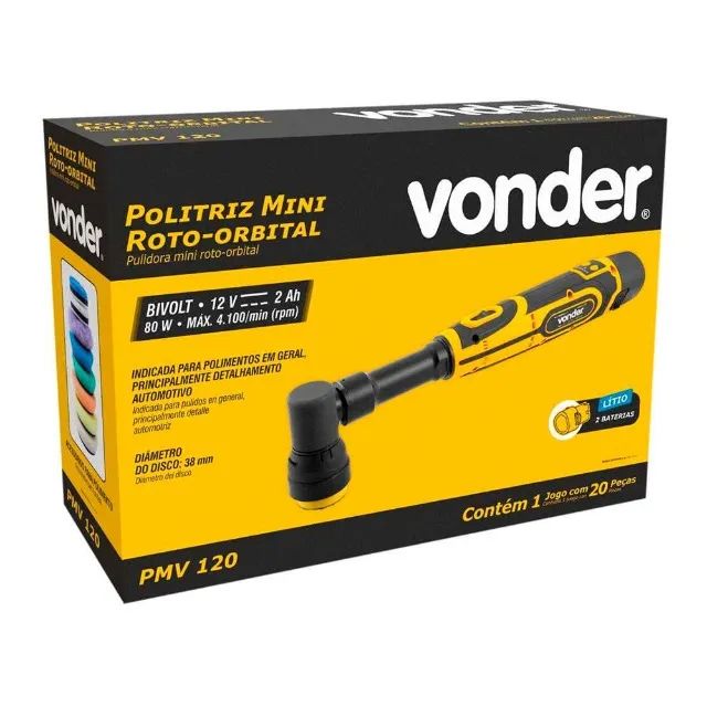 Politriz Mini Roto Orbital à Bateria 12v PMV 120 6001120080 Vonder - Foto 5