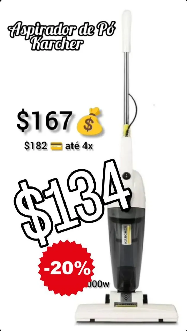 Aspirador de Pó Karcher 20% OFF