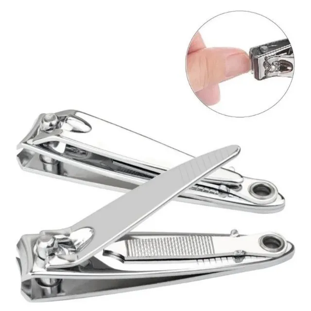 Kit 3 Cortadores De Unha Com Lixa de Aço Inox Para Manicure e Pedicure