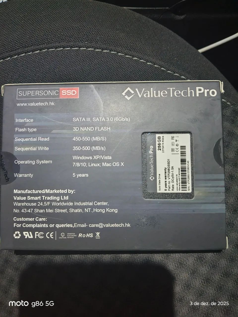 SSD 256GB novo64617599259009121
