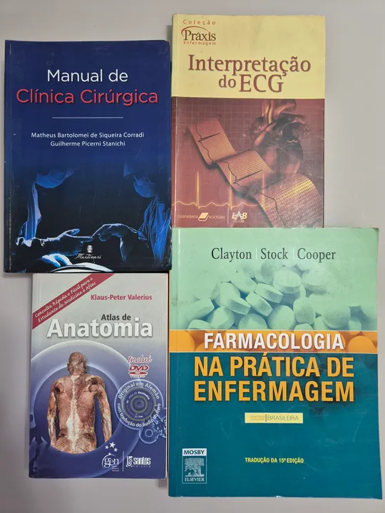 Livros de Enfermagem, Farmacologia, Anatomia, Eletrocardiograma e Anatomia Fotográfica