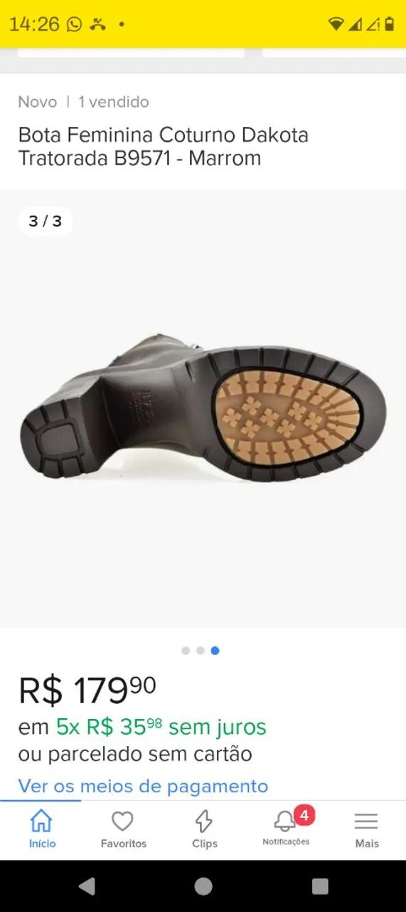 Bota Feminina Coturno Dakota Tratorada Marrom - Foto 3