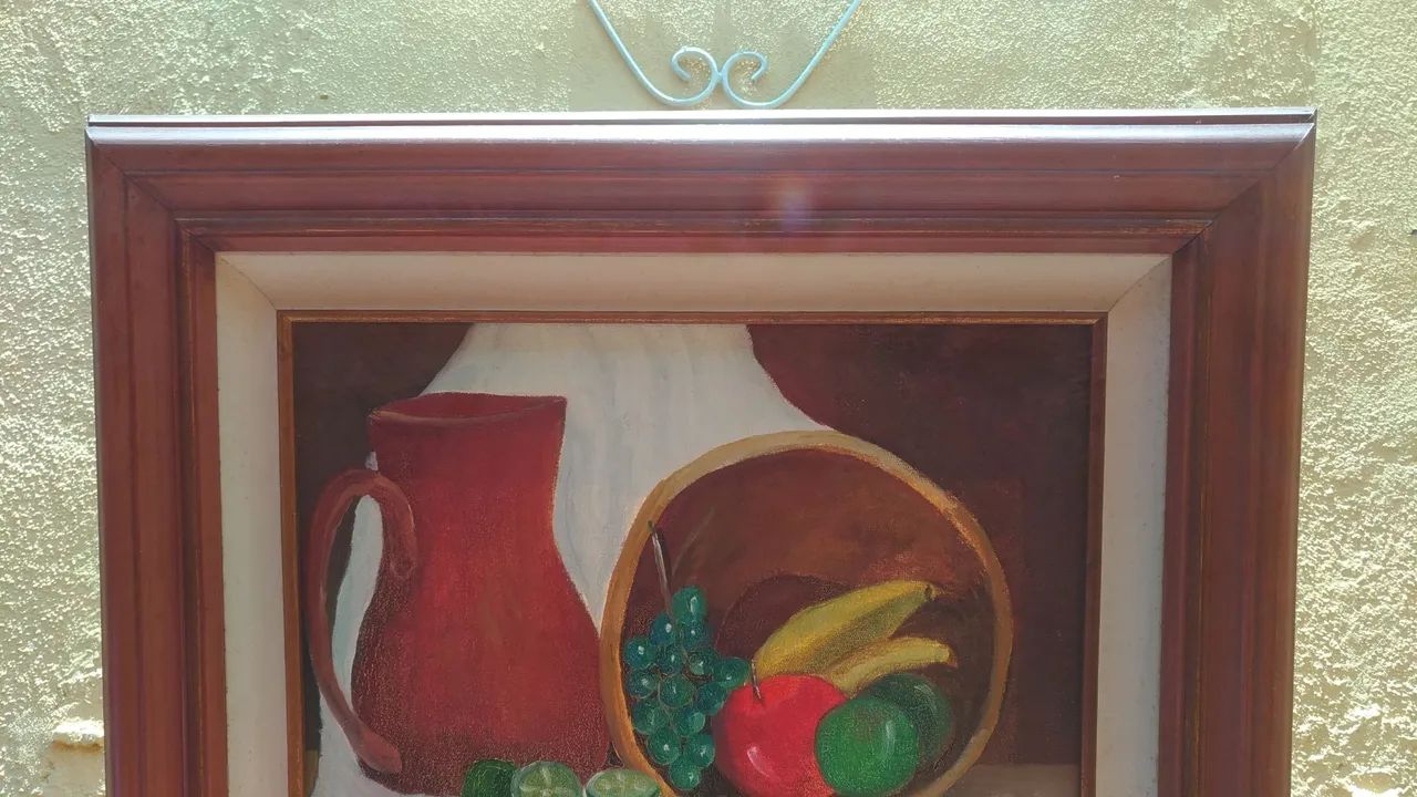 Quadro de frutas e jarro, com 44cm x52cm, em bom estado. Envio a qq. localidade. E Outros. - Foto 5