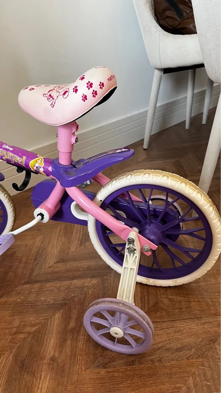 Bicicleta Infantil 12 Polegadas - Princesa Rapunzel Usada - Foto 3