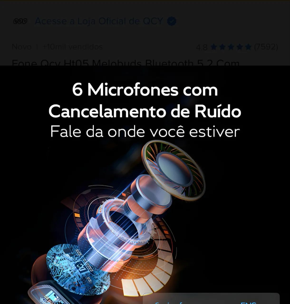 Fone Qcy Ht05 Melobuds Bluetooth 5.2 Anc Cor Branco - Foto 5