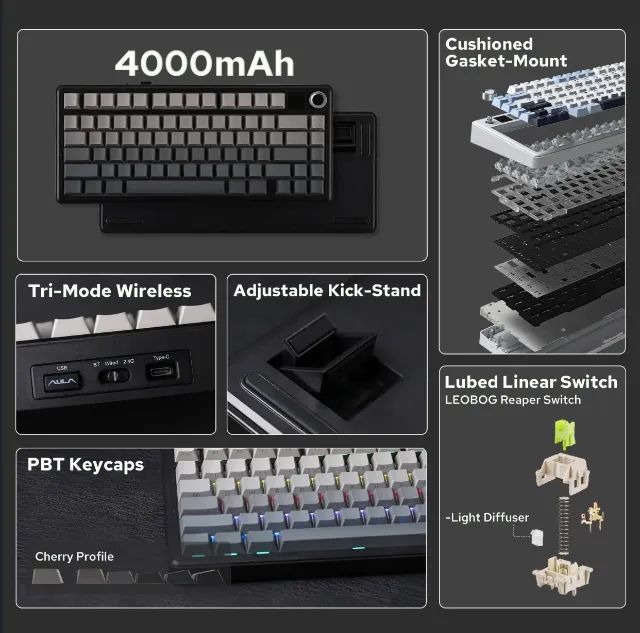 Teclado Aula F75 Max com Telinha Preto - Foto 4