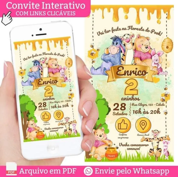 Convite Digital Festa do Pooh 