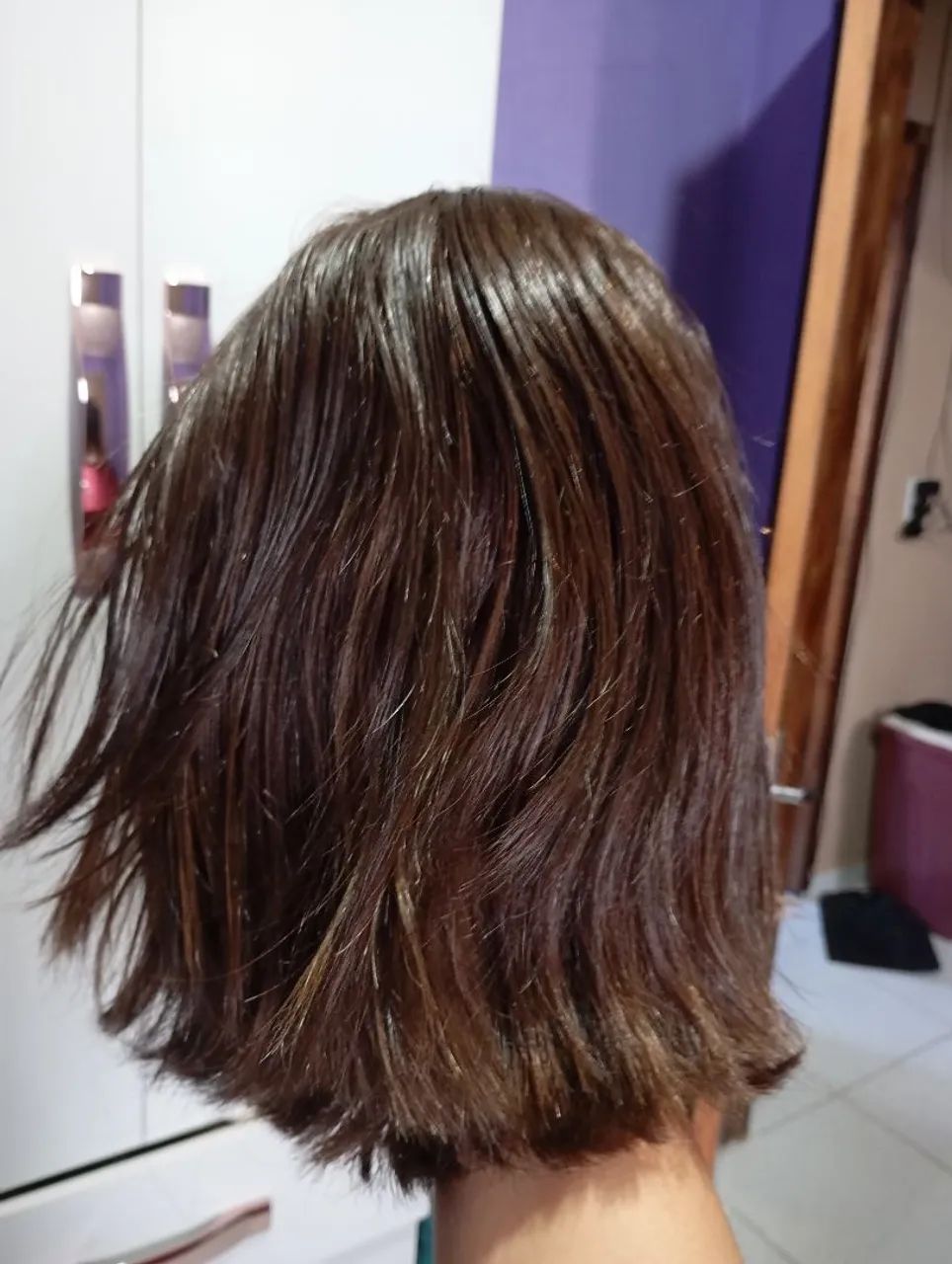 Peruca castanho escuro - cabelo humano - Foto 5
