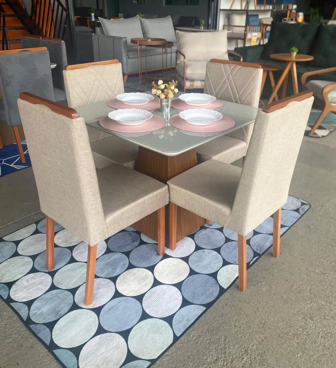 Conjunto Mesa de Jantar olga  com 4 Cadeiras