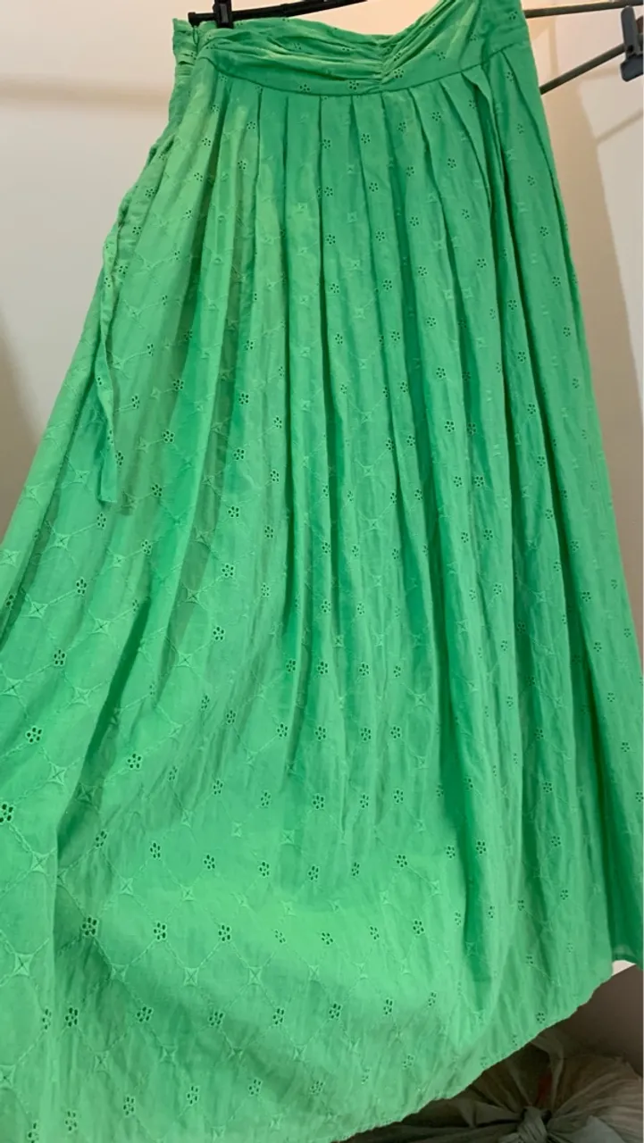 Saia Midi Verde Floral