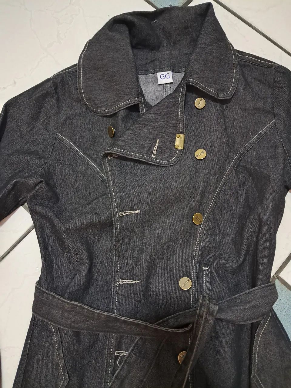 Casaco Jeans Feminino com Cinto - Foto 2