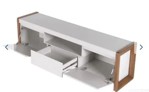 Rack para Tv até 75 Polegadas 2 Portas 1 Gaveta Bristol Off White e Naturale 225cm Off Whi - Foto 2