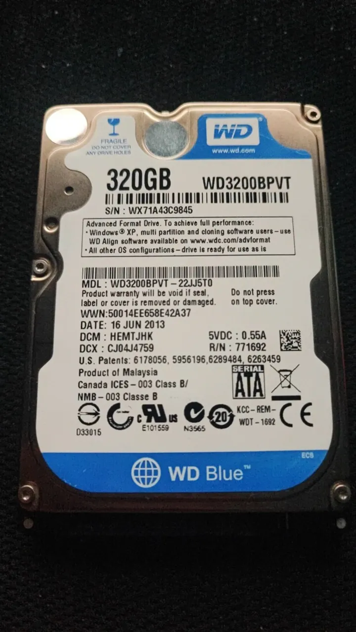 HD 320GB WESTERN DIGITAL EM BOM ESTADO