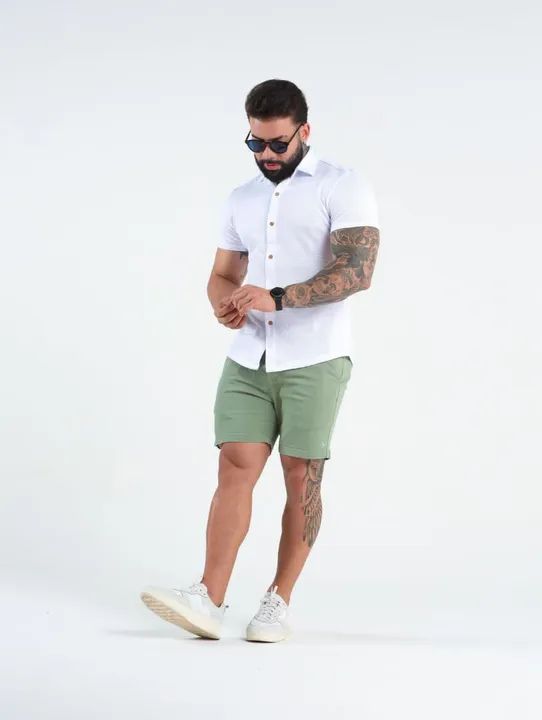 Camisa Botão Manga Curta (Tricot)