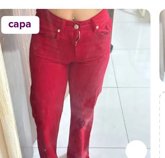calça jeans zara vermelha  - Foto 2