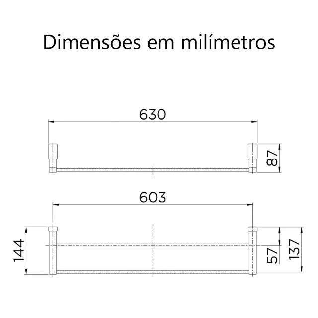 Porta-Toalha Bastão Duplo De Parede Top Cromada Docol - Foto 2