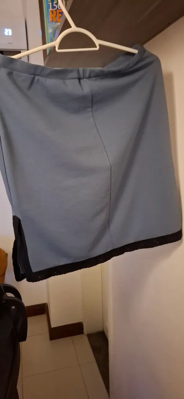 Conjunto kit Azul com detalhes renda saia, casaco e regata - Foto 3