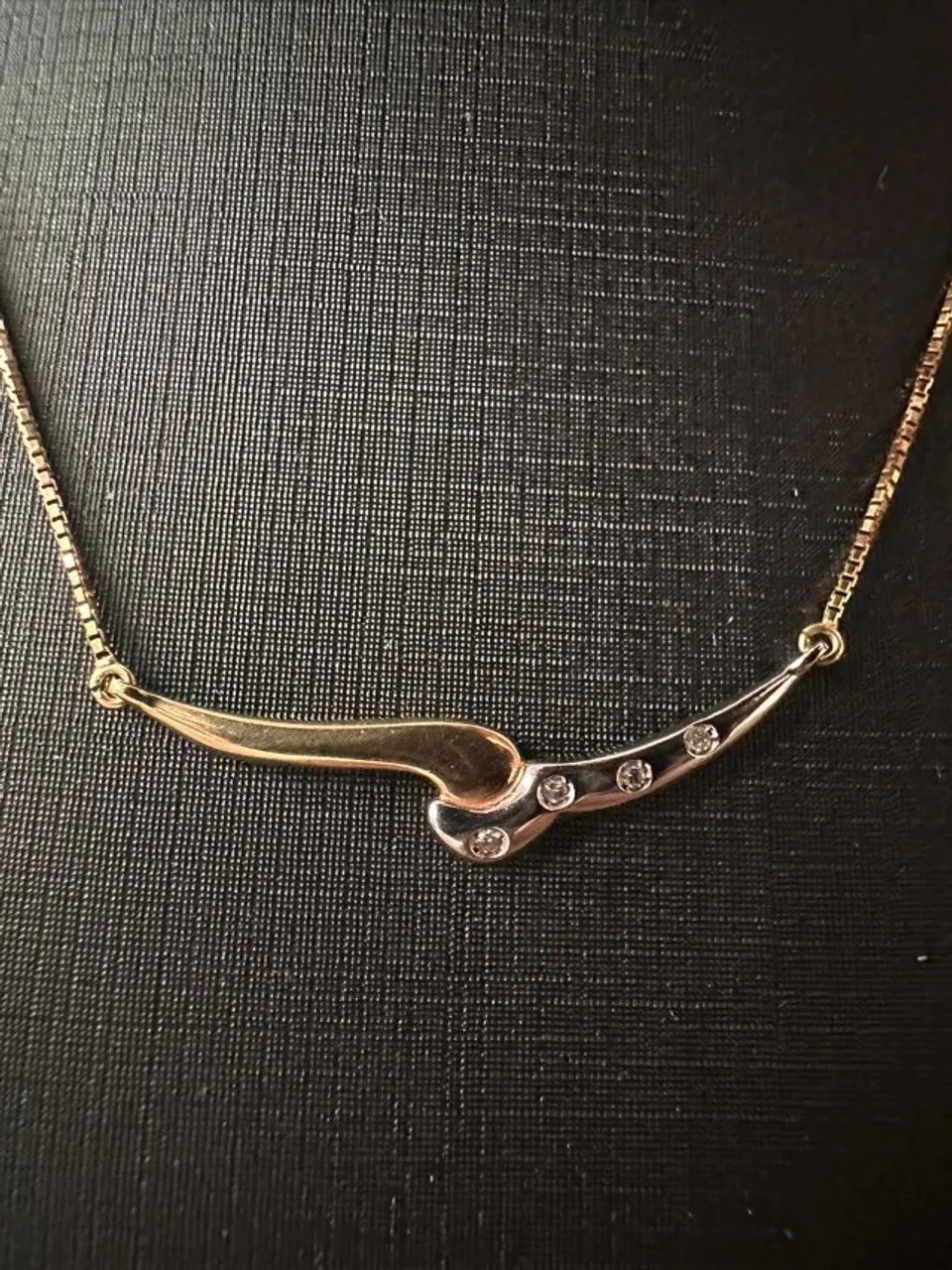 Corrente / Colar Ouro 18k Bicolor com Pedras - 3.5g - Foto 3