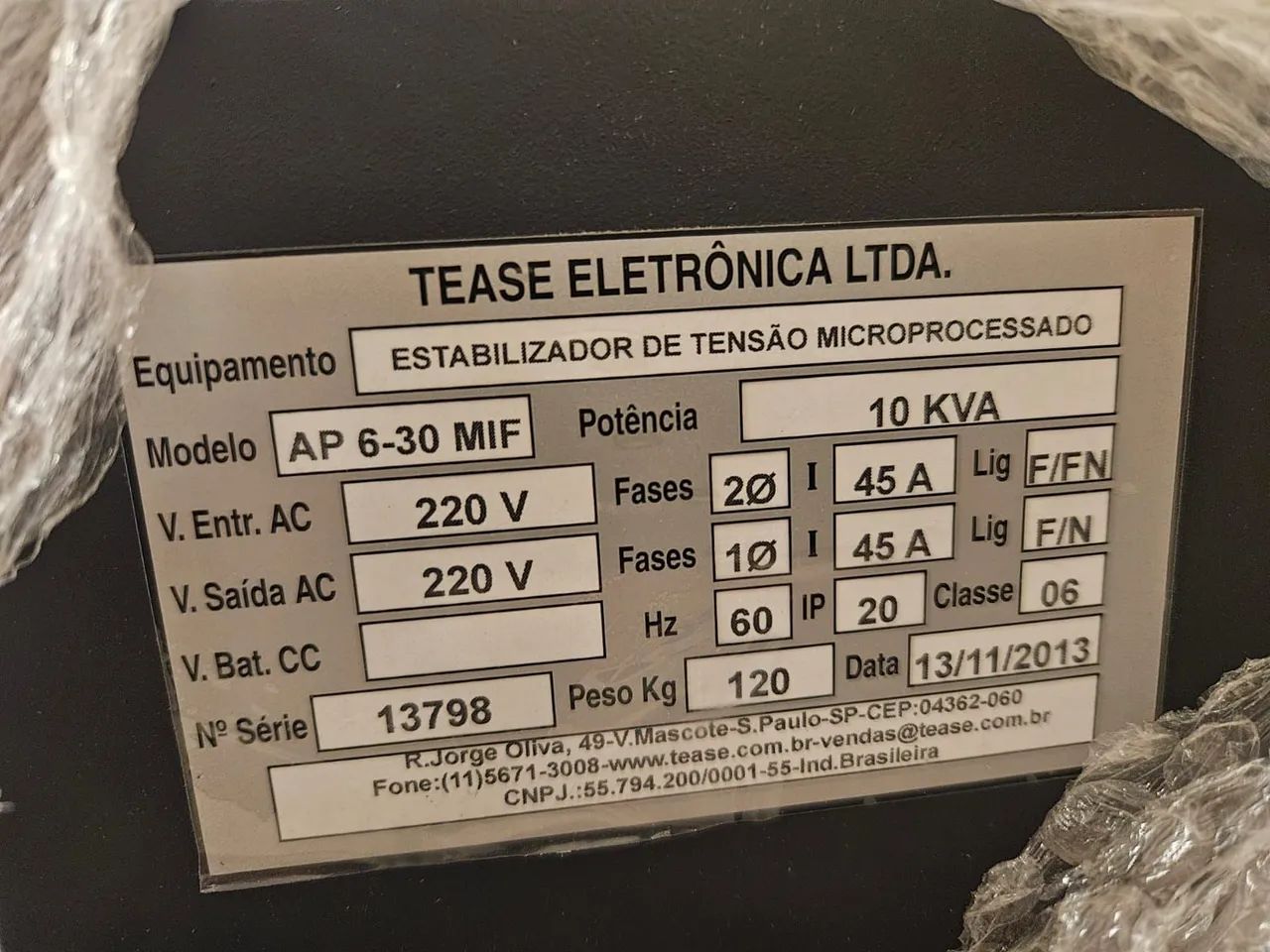 Estabilizador De Tensão 10kva 220v Microprocessado AP 6-30 MIF - Perfeito Estado