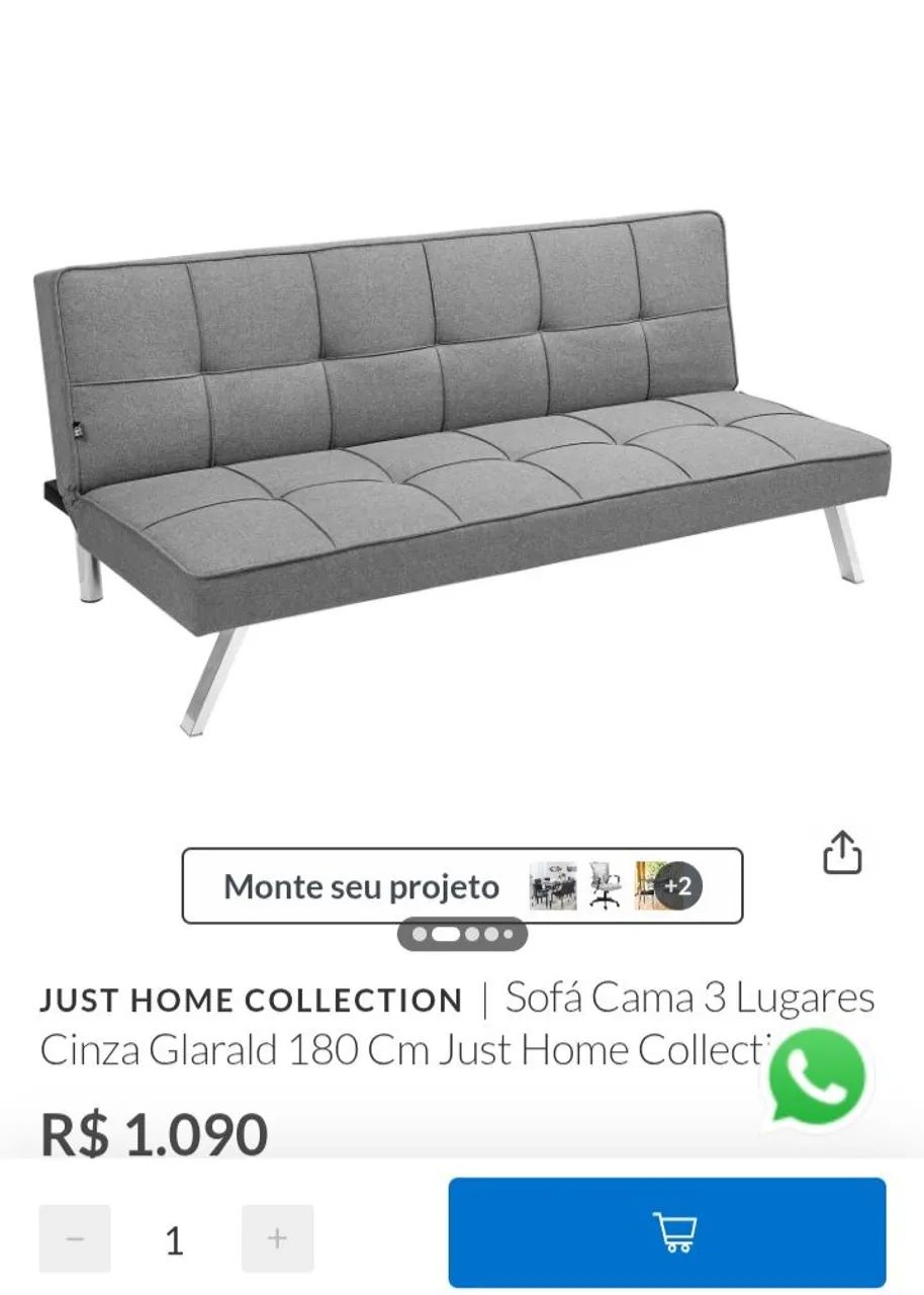 SOFÁ CAMA  3 LUGARES CINZA BA CAIXA - Foto 2