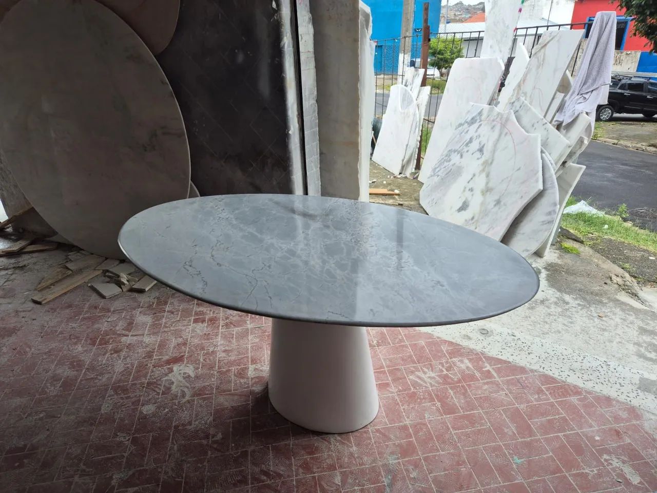 Base cone branca + tampo oval 1.60x0.90 carrara calacata - Foto 4