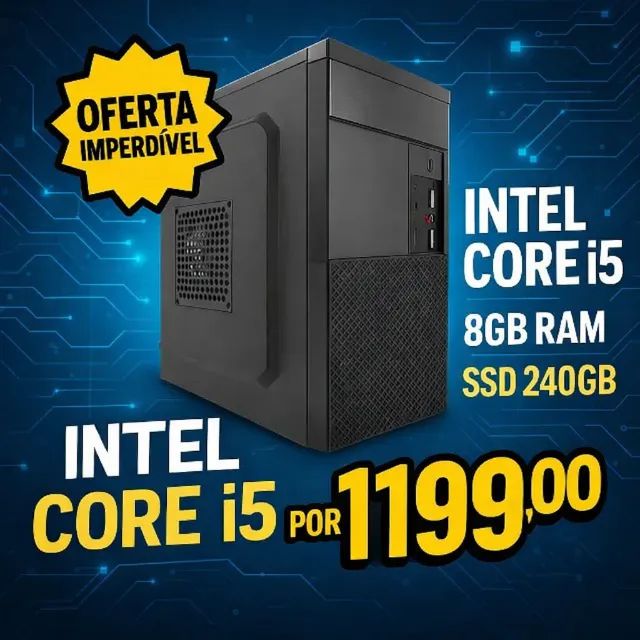 Computador para Escritório - Intel Core i5 - 8Gb Ram - SSD 240Gb - Novo - Loja Coimbra