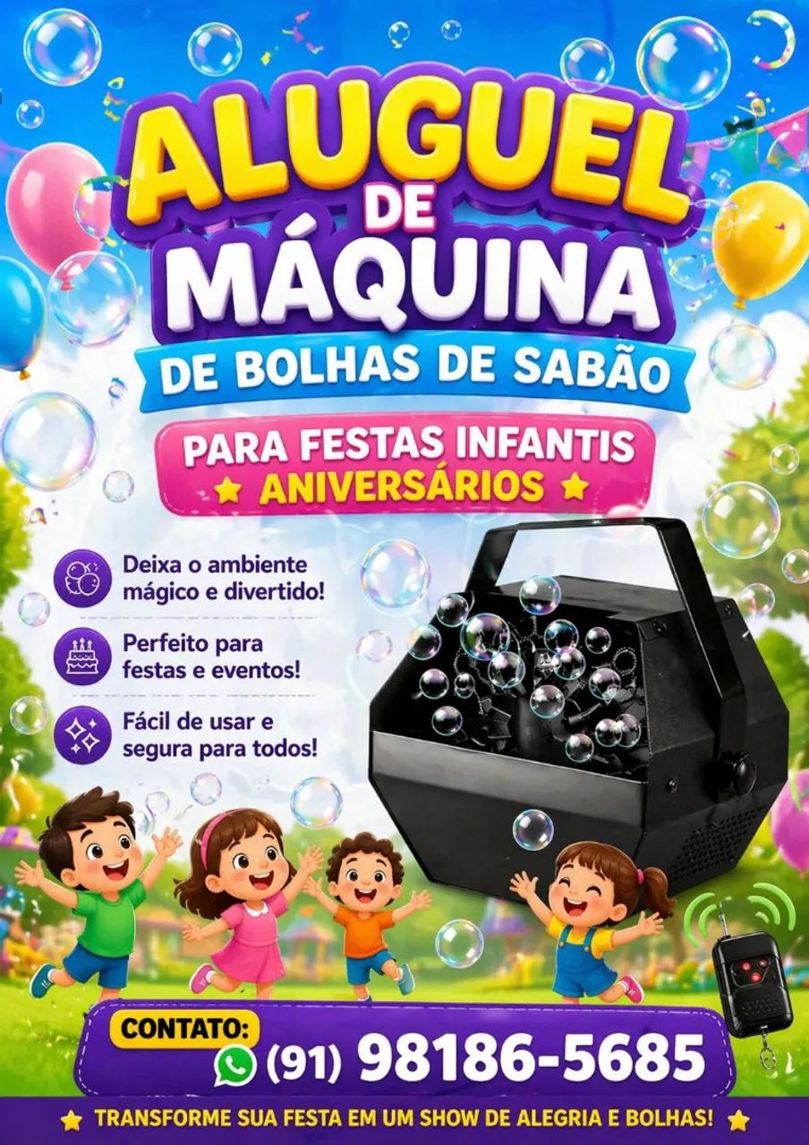 Aluguel de Máquina de Bolhas de Sabão 