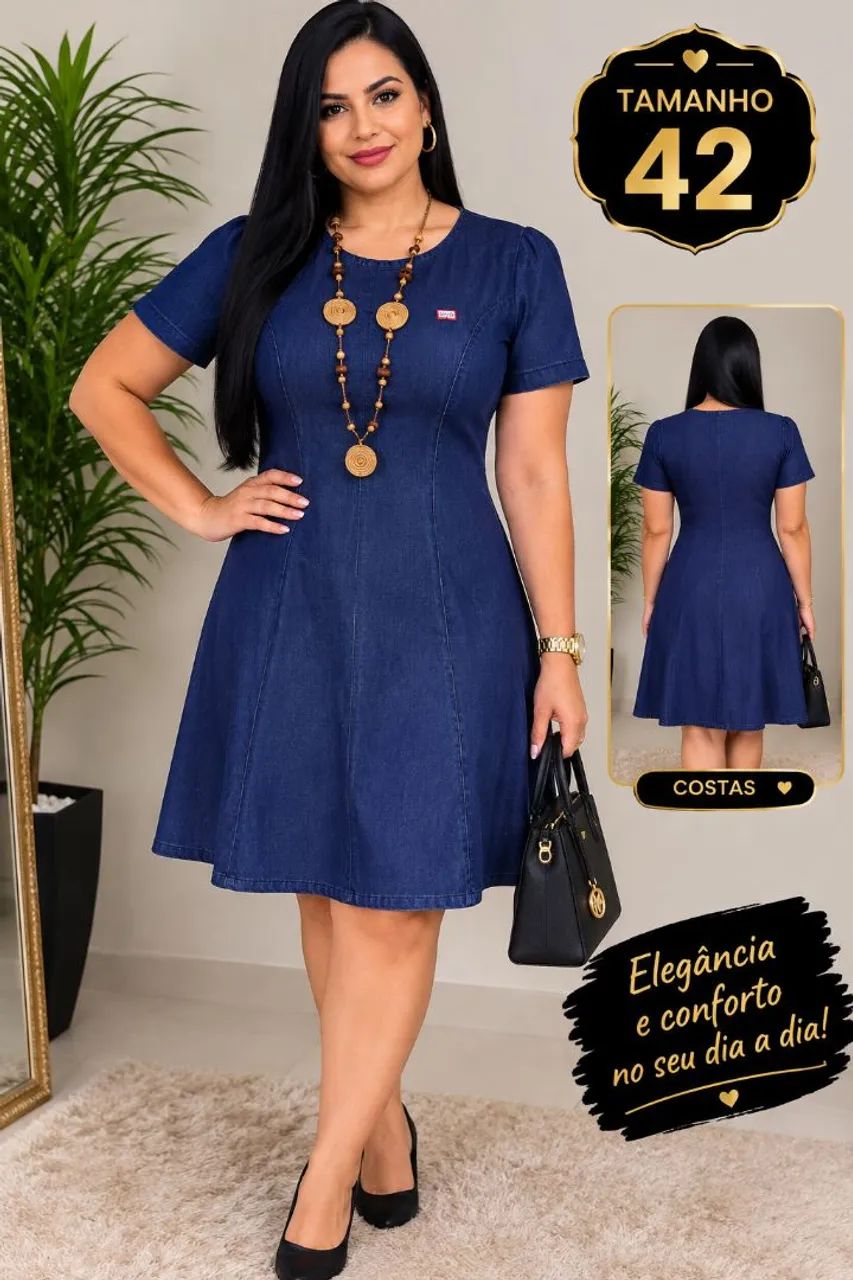 UM Macacão jeans e dois vestidos N46  - Foto 4