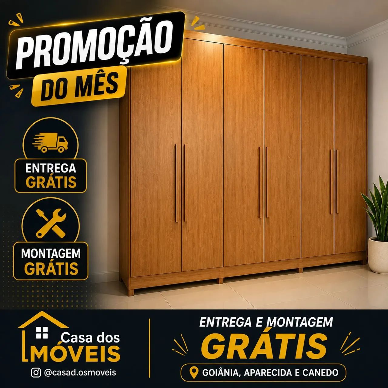 Roupeiro 6 portas Alvorada 100% MDF 