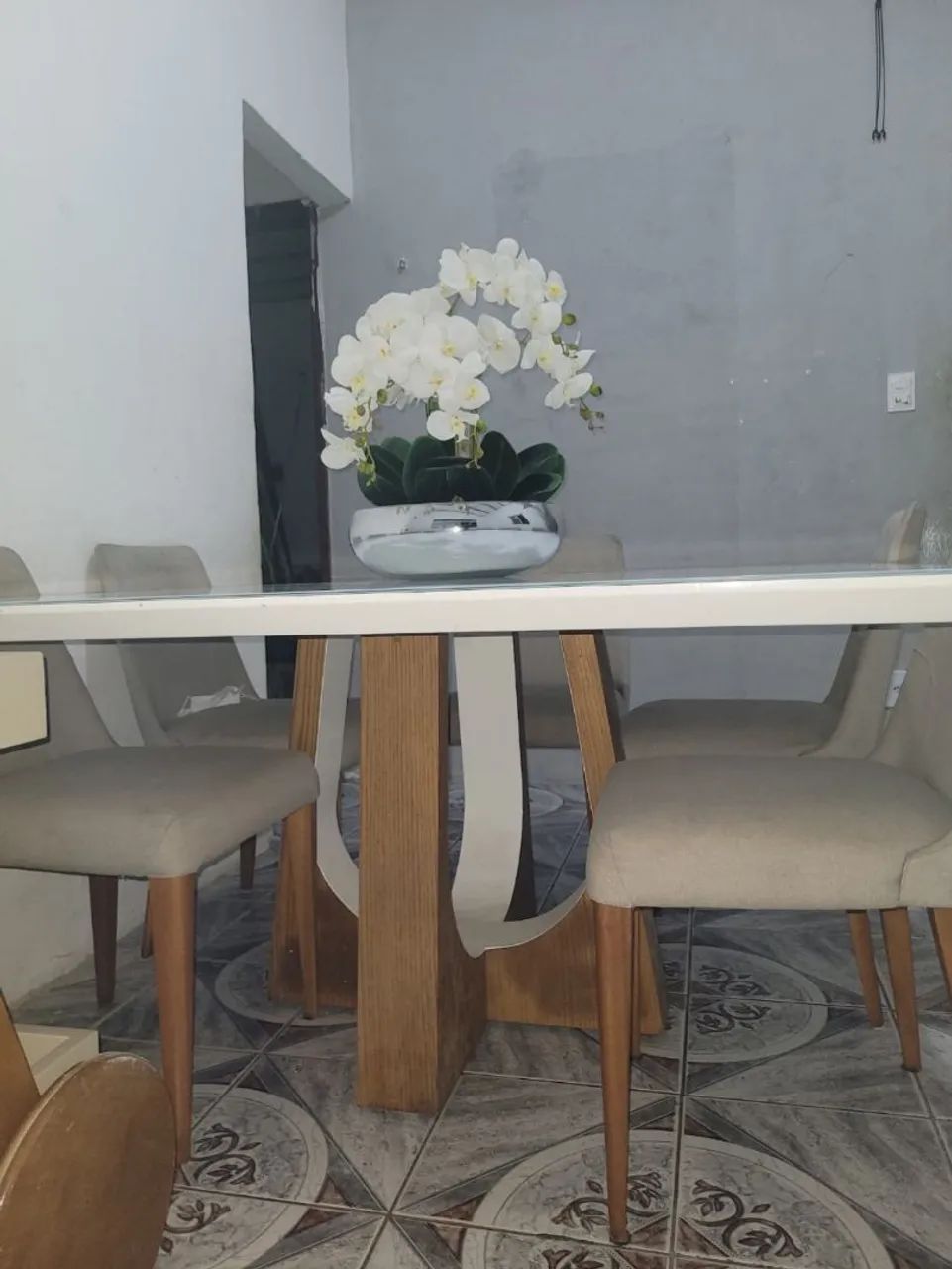 Mesa tampo de vidro 6 lugares  - Foto 4