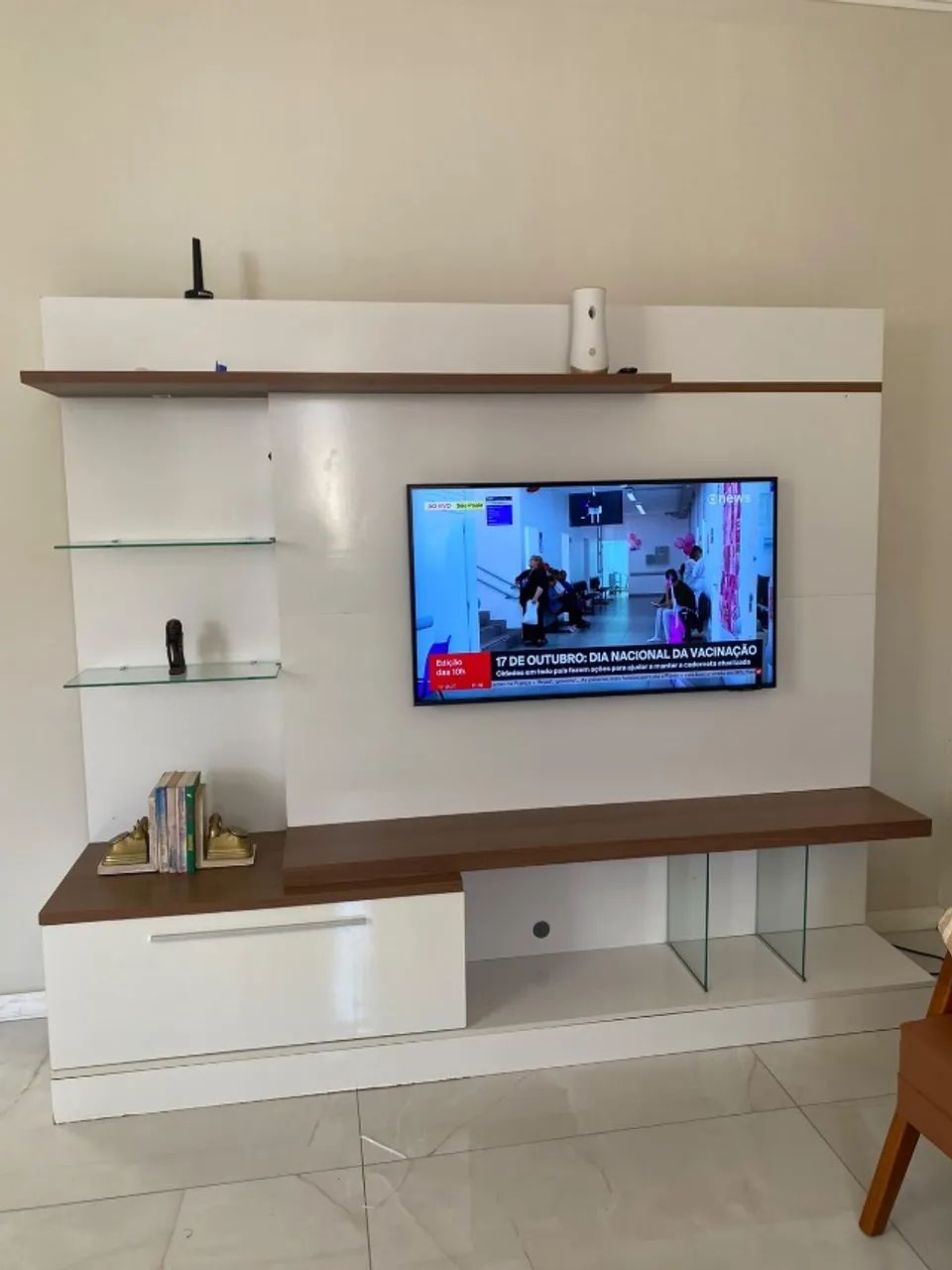 Painel e rack de tv branco  - Foto 4