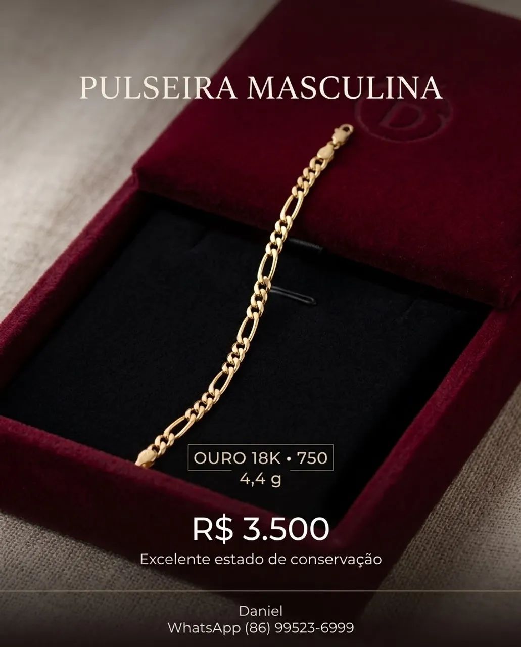 Pulseira masculina ouro 18k