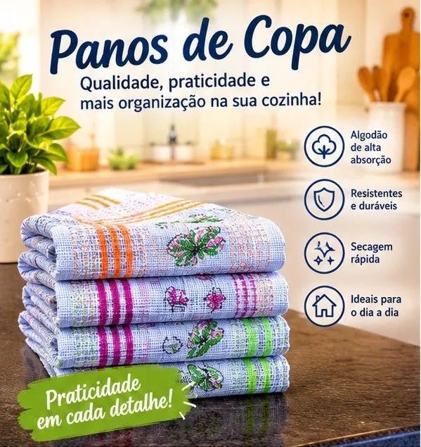 Pano de Copa 100% Algodão Duzia - Foto 3