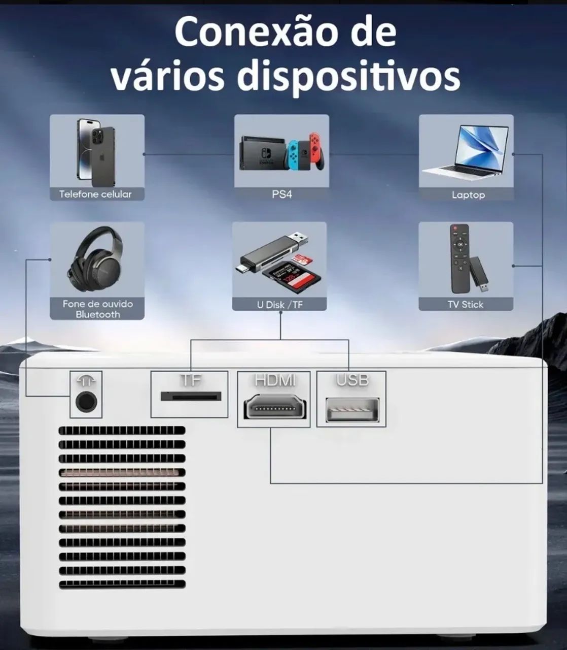 Projetor android  4k Wi-Fi portátil full hd  5g - Foto 5
