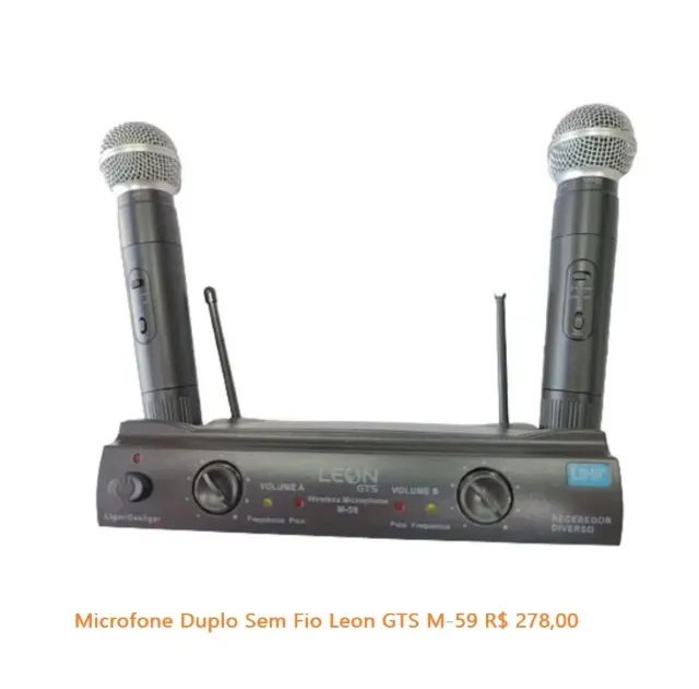 Microfone Duplo Sem Fio Leon GTS M-59 - Foto 2