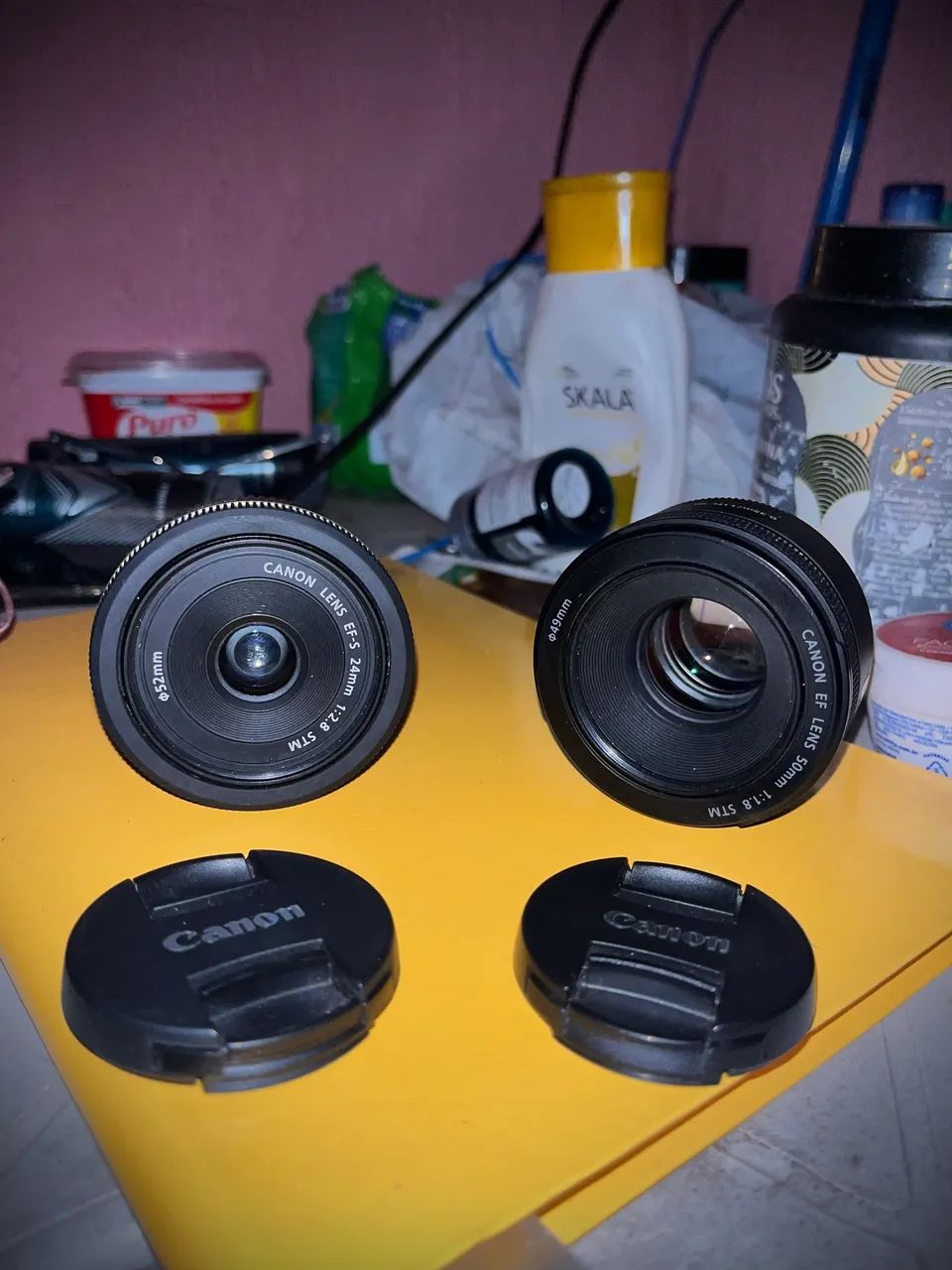 2 lentes Canon 24mm e 50mm